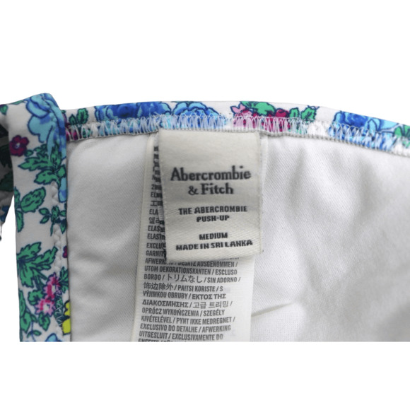 Abercrombie & Fitch Blue Floral Ruffle Push Up‎ Bikini Swim Top MEDIUM Poolcore - Picture 3 of 5